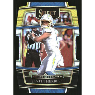 2021 Select Prizm Green and Yellow Die Cut #19 Justin Herbert