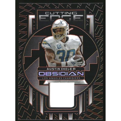 2023 Panini Obsidian Cutting Edge Memorabilia Electric Etch Orange #13 Austin Ekeler