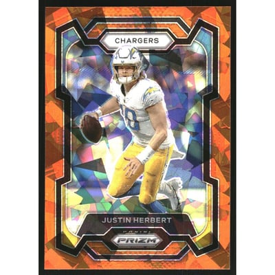 2023 Panini Prizm Prizms Orange Ice #158 Justin Herbert