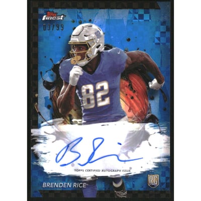 2024 Finest Rookie Autographs Blue Checkerboard Refractors #RFABR Brenden Rice