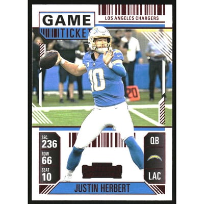 2024 Panini Contenders Game Ticket Red #55 Justin Herbert