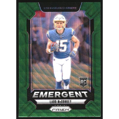 2024 Panini Prizm Emergent Prizms Green Wave #13 Ladd McConkey