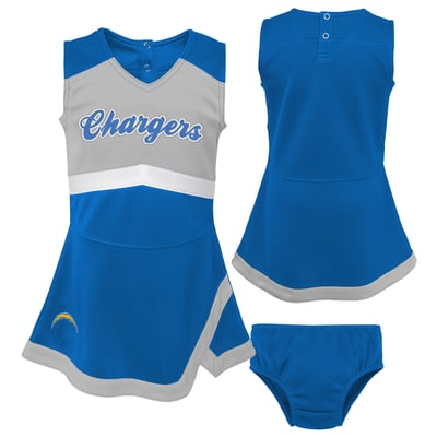 Los Angeles Chargers Girls Toddler Outerstuff Cheer Captain V-Neck Dress with Bloomers Set - Powder Blue