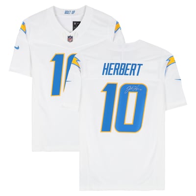 Justin Herbert Los Angeles Chargers Autographed Fanatics Authentic White Nike Vapor Fuse Limited Jersey 