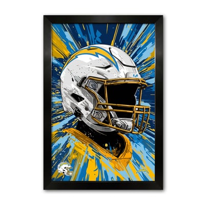 Los Angeles Chargers 14" x 20" Framed Football Helmet Hyper Speed Art Print