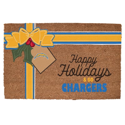 Los Angeles Chargers 20" x 30" Holiday Gift Wrap Coir Door Mat
