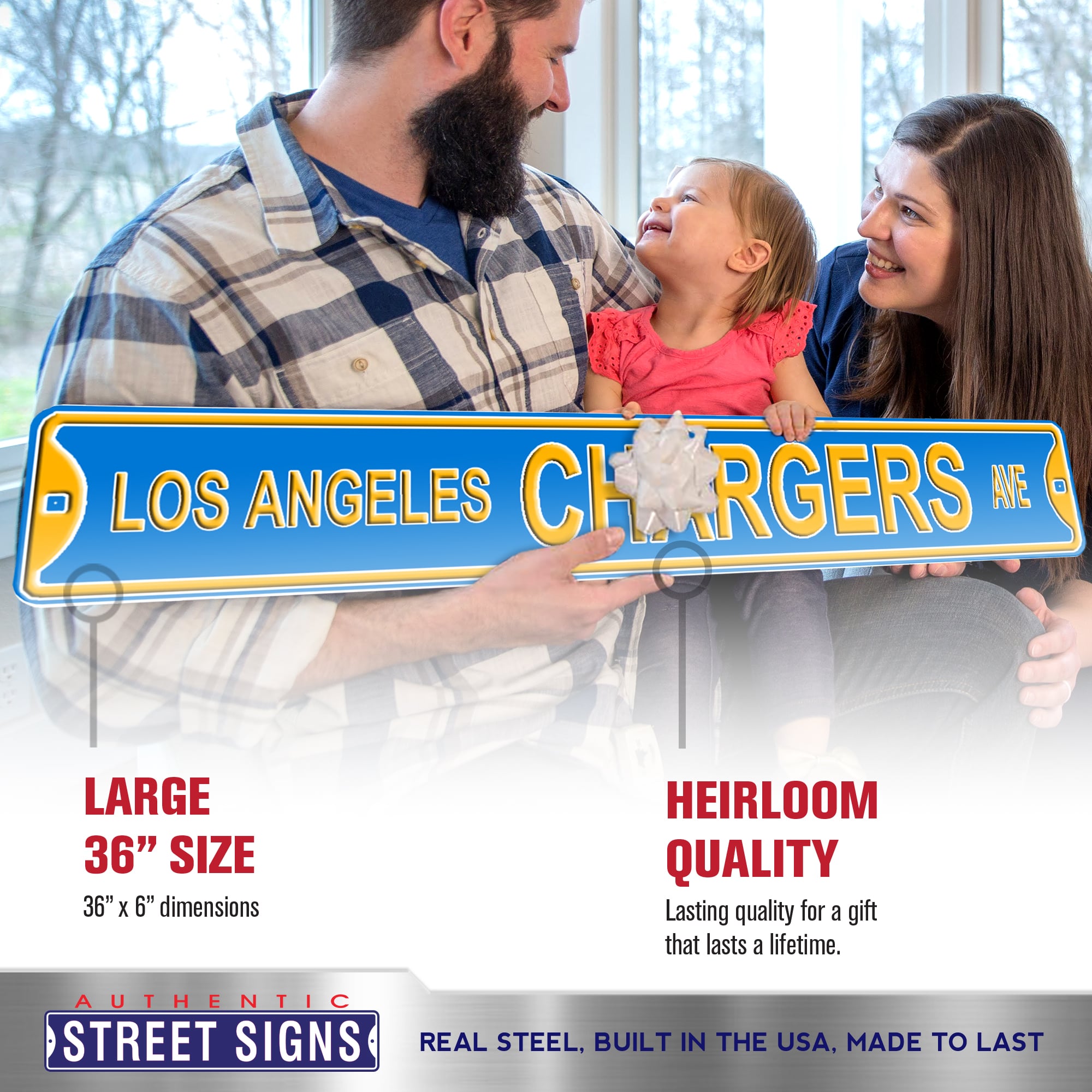 Los Angeles Chargers 36'' x 6'' Steel Street Sign