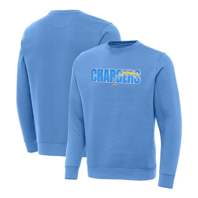 Los Angeles Chargers Antigua Woodland Camo Victory Sweatshirt - Powder Blue