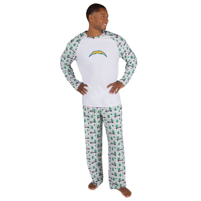Los Angeles Chargers Concepts Sport Frostbite Knit Long Sleeve Top & Pants Sleep Set - White