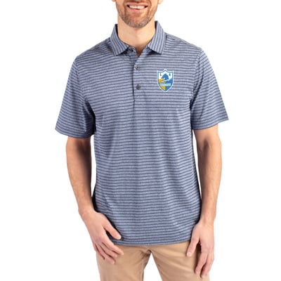  Los Angeles Chargers Cutter & Buck Throwback Forge Eco Heather Stripe Stretch Recycled Polo - Heather Navy