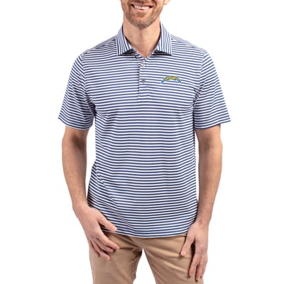 Los Angeles Chargers Cutter & Buck Virtue Eco Pique Stripe Recycled Polo - Royal