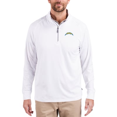 Los Angeles Chargers Cutter & Buck Adapt Eco Knit Quarter-Zip Pullover Jacket - White