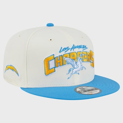 Los Angeles Chargers Disney x New Era Hercules & Pegasus 9FIFTY Snapback Hat - Cream/Powder Blue