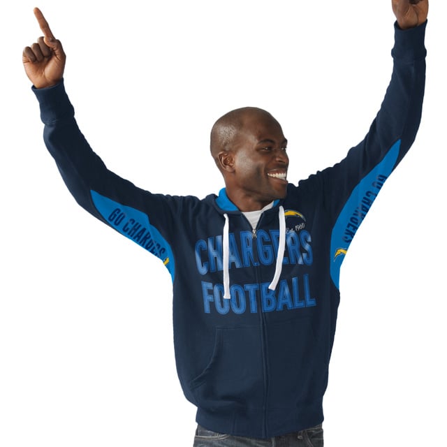 Men's Los Angeles Chargers Hands High Navy Sueded Playoff Full-Zip