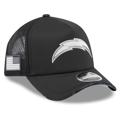 Los Angeles Chargers New Era 2026 Salute To Service Apex 9FORTY Adjustable Trucker Hat - Black