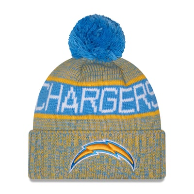 Los Angeles Chargers New Era Marled Cuffed Knit Hat with Pom - Powder Blue
