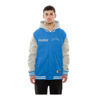  Los Angeles Chargers New Era Full-Snap Fleece Hooded Jacket - Powder Blue/Gray