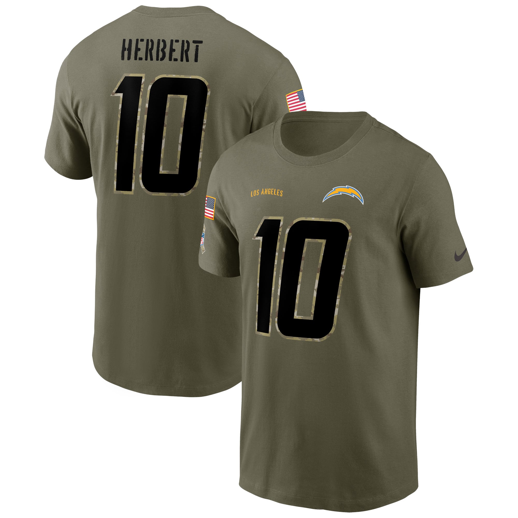 Men's Nike Justin Herbert Olive Los Angeles Chargers Salute To