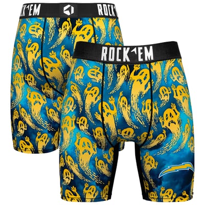 Los Angeles Chargers Rock Em Socks Halloween Ghost Fade Boxer Briefs - Powder Blue