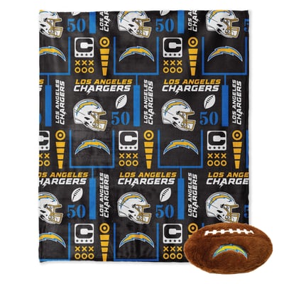 Los Angeles Chargers Pegasus 50" x 60" Blackout Team Spirit Ultra Soft Throw & Plush Football Combo Pack