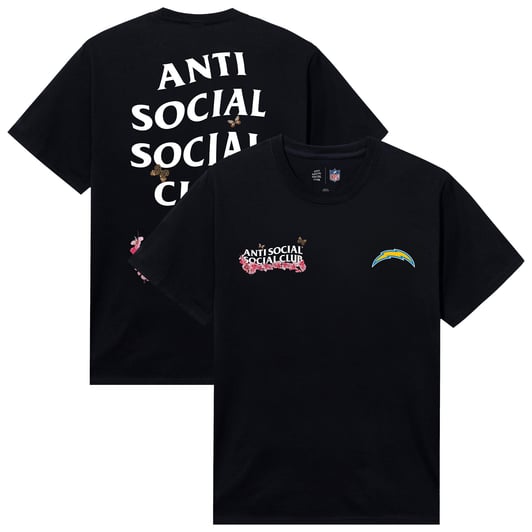 Los Angeles Chargers AntiSocialSocialClub x NFL Unisex Blossom T-Shirt - Black