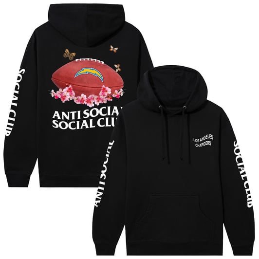 Los Angeles Chargers AntiSocialSocialClub x NFL Unisex Impact Blossom Hoodie - Black