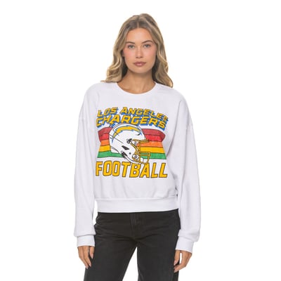 Los Angeles Chargers Aviator Nation Unisex Relaxed Tri-Blend Sweatshirt - White