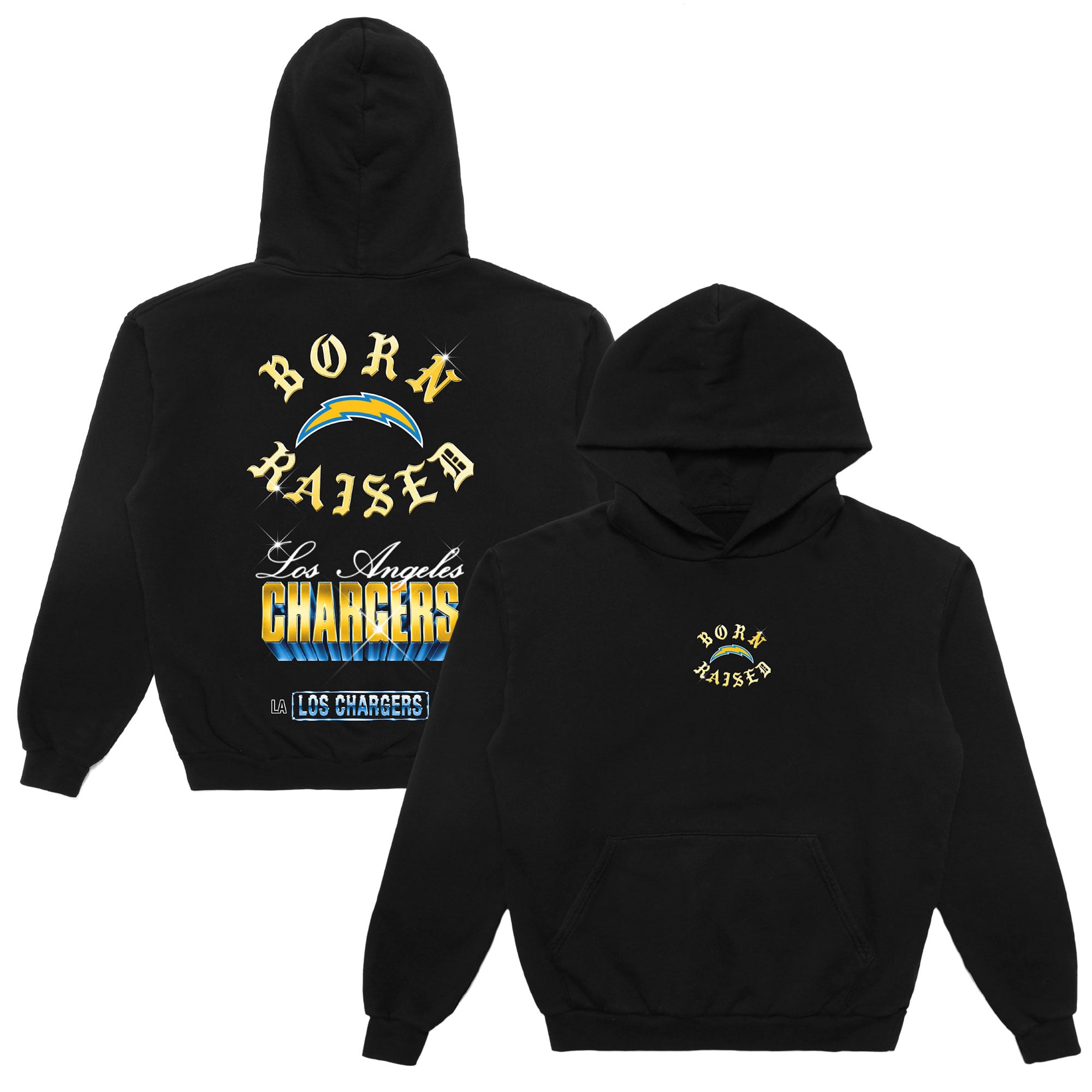 Unisex Born x Raised Black Los Angeles Chargers Chrome Rocker 