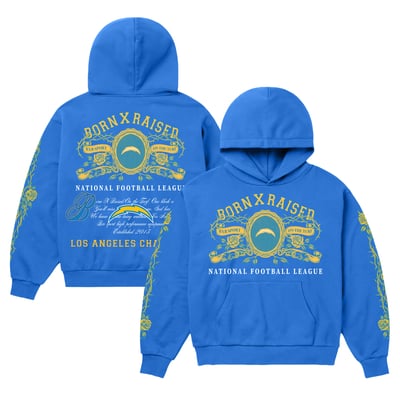 Los Angeles Chargers Born x Raised Unisex Crest Hoodie - Powder Blue