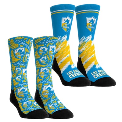  Los Angeles Chargers Rock Em Unisex Throwback Two-Pack Crew Socks Set - Blue