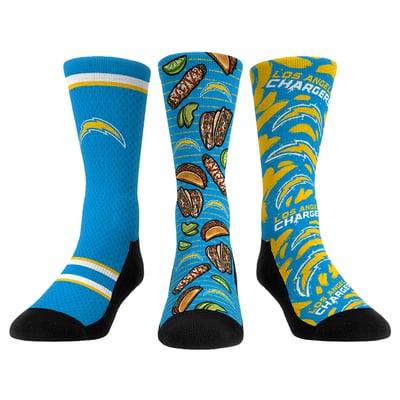  Los Angeles Chargers Rock Em Unisex Fan Favorite Three-Pack Crew Sock Set - Light Blue