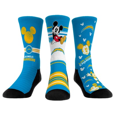  Los Angeles Chargers Rock Em Unisex Disney Three-Pack Crew Socks Set - 
