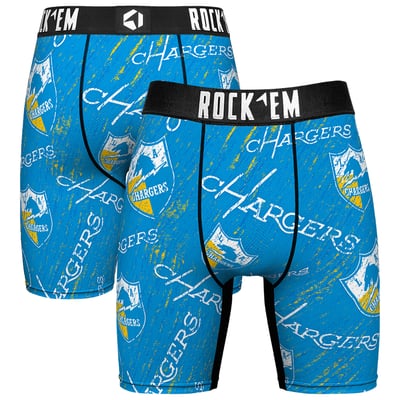  Los Angeles Chargers Rock Em Unisex Throwback Logo Allover Boxer Briefs - Powder Blue