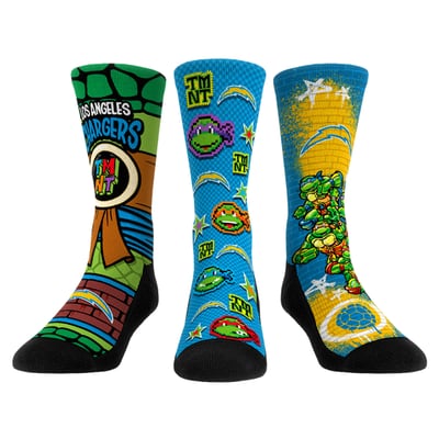 Los Angeles Chargers Rock Em Unisex TMNT Three-Pack Crew Sock Set - Powder Blue