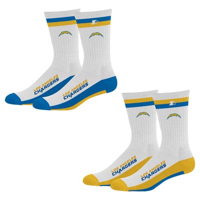  Los Angeles Chargers Starter Unisex Two-Pack Stripe Top End Crew Socks