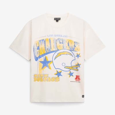 Los Angeles Chargers The Wild Collective Unisex Oversized Graphic Streetwear T-Shirt - Cream
