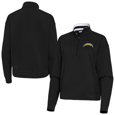 Los Angeles Chargers Antigua Women's Goddess Quarter-Zip Pullover - Black