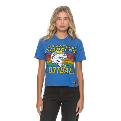 Los Angeles Chargers Aviator Nation Women's Boxy Boyfriend Tri-Blend T-Shirt - Powder Blue
