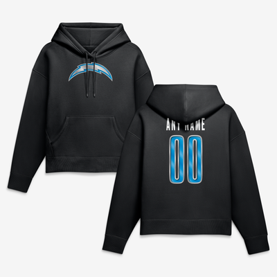 Los Angeles Chargers Women's Forged Mascot Personalized Name & Number Hoodie - Black