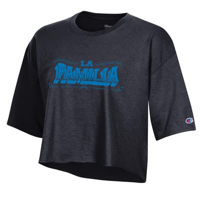 Los Angeles Chargers Champion Women's Puro Chargers Boyfriend Crop T-Shirt - Black