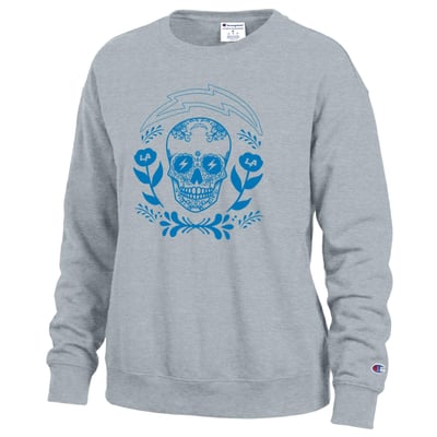 Los Angeles Chargers Champion Women's Puro Chargers Powerblend Fleece Sweatshirt - Heather Gray