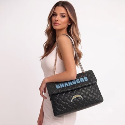 Los Angeles Chargers Cuce Women's Vegan Leather Oversized Tote Bag - Black