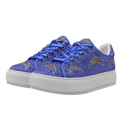  Los Angeles Chargers FABGATING by Cuce Women's Crystal Team Logo Sneakers - Powder Blue
