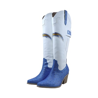  Los Angeles Chargers FABGATING by Cuce Women's Crystal Cowboy Boots - White