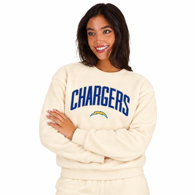  Los Angeles Chargers Fanatics Women's Plus Size Hoodie & Pants Lounge Set - Cream
