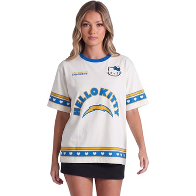 Los Angeles Chargers The Wild Collective x Hello Kitty Women's Oversized T-Shirt - Cream