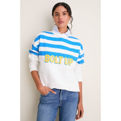 Los Angeles Chargers Tuckernuck Women's Stripe Sweatshirt - White/Powder Blue