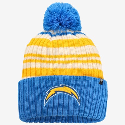  Los Angeles Chargers '47 Youth Snow Fort Cuffed Knit Hat with Pom - Powder Blue
