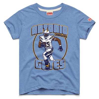 Antonio Gates Los Angeles Chargers Homage Youth Retired Greats T-Shirt - Light Blue