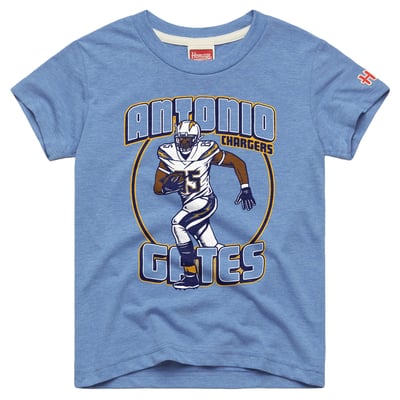Antonio Gates Los Angeles Chargers Homage Youth Retired Greats T-Shirt - Light Blue